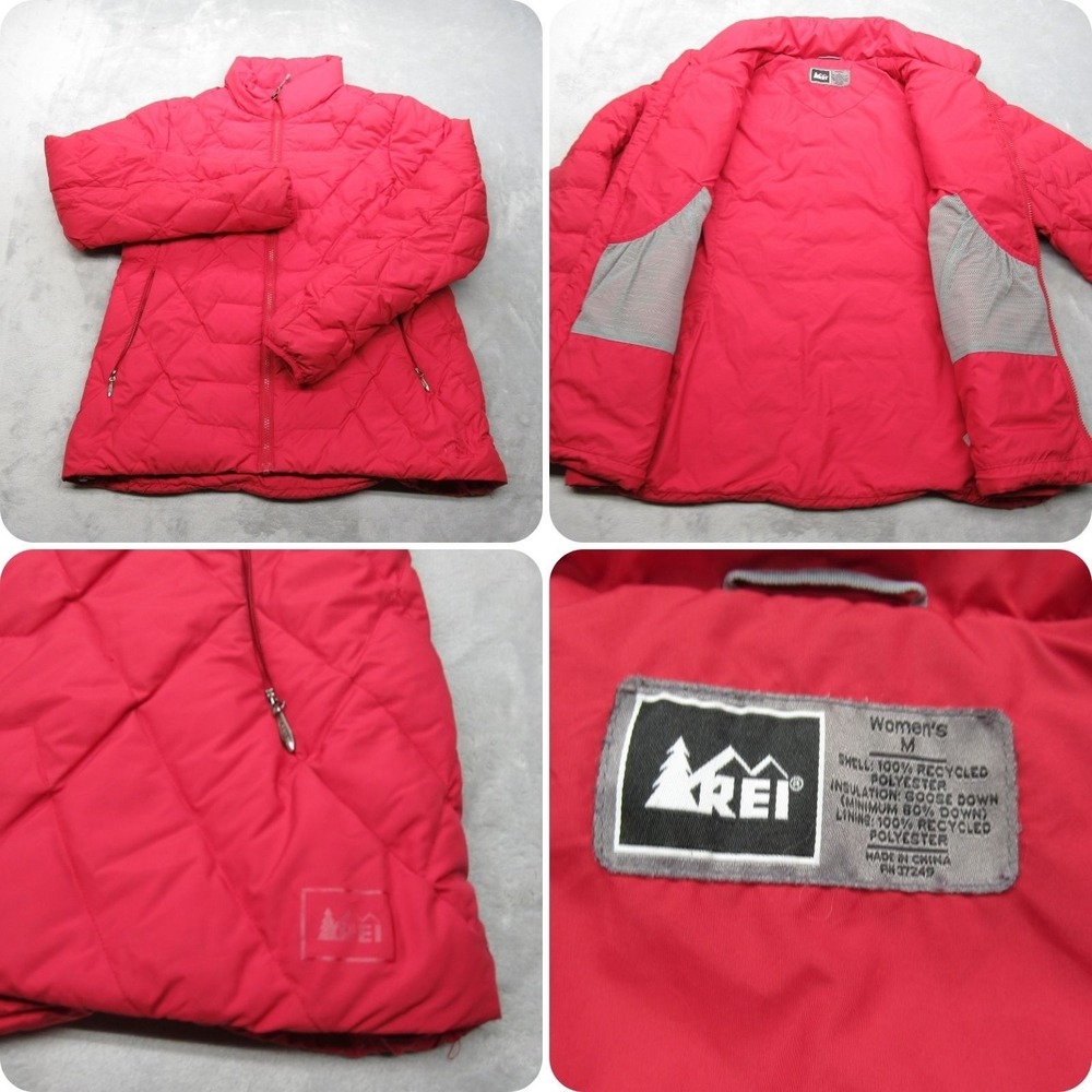 REI Coop Down Jacket Women Medium Red Light Pack Insulated Winter Puffer Outdoor